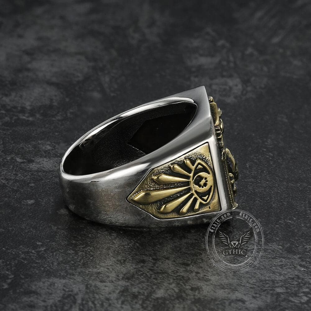 Bague maçonnique tête de mort en argent massif franc-maçon