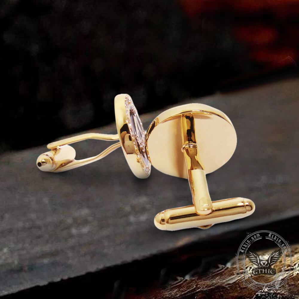 Freemasonry Symbol Diamond-Inlaid Brass Masonic Cufflinks