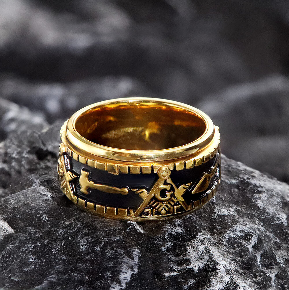 Freemasonry Symbol Stainless Steel Spinner Ring | Gthic.com