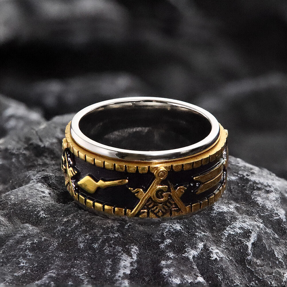 Freemasonry Symbol Stainless Steel Spinner Ring | Gthic.com