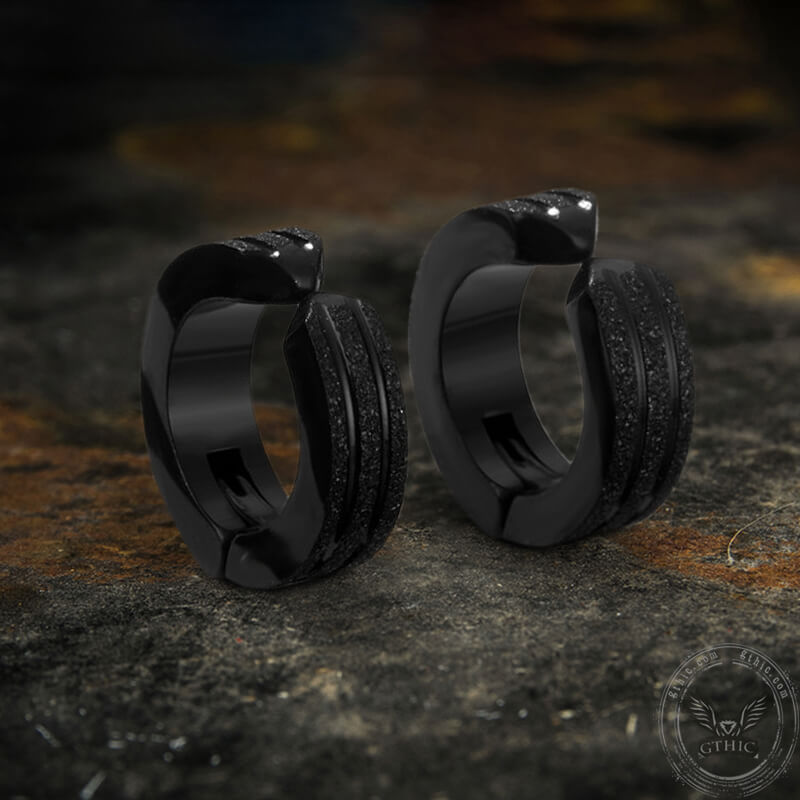 Frosted Geometric Stainless Steel Hoop Ear Cuffs