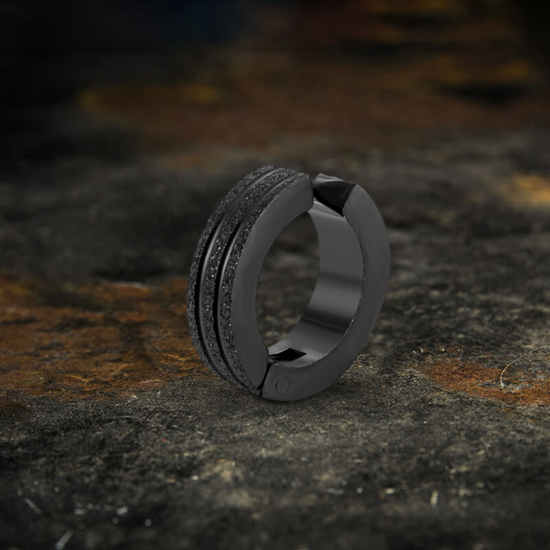 Frosted Geometric Stainless Steel Hoop Ear Cuffs | Gthic.com