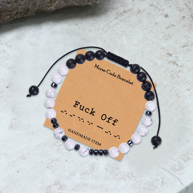 Fuck Off Tiger Eye Morse Code Braided Bracelet | Gthic.com