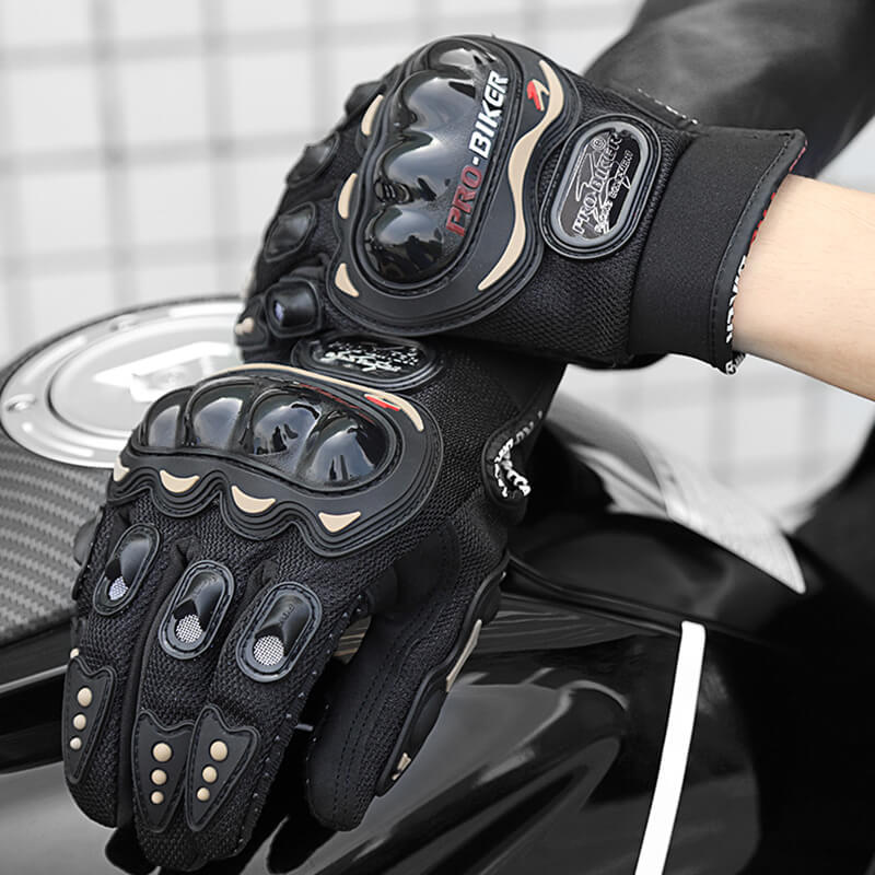 Shock Resistant Touchscreen Leather Biker Gloves – GTHIC