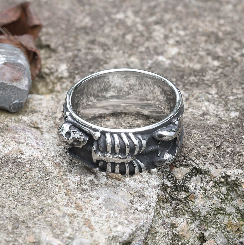 Volledige Skeleton Wrap RVS Skull Ring