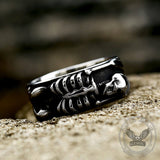 Full Skeleton Wrap Stainless Steel Skull Ring 02 | Gthic.com
