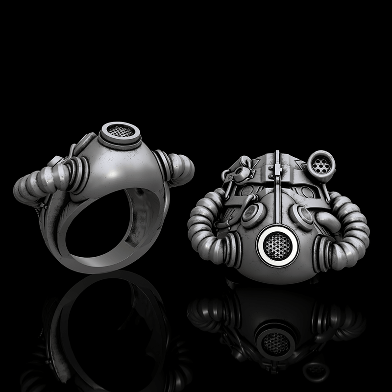 Gas Mask Sterling Silver Ring | Gthic.com
