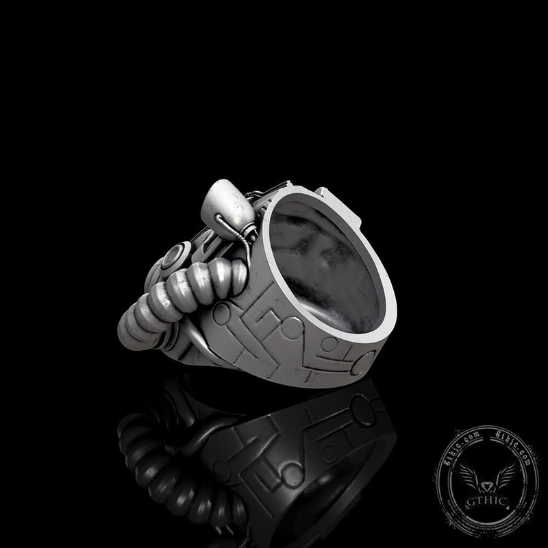 Gas Mask Sterling Silver Ring | Gthic.com
