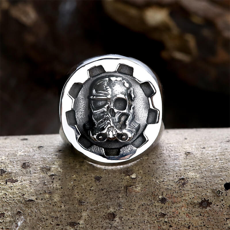 Gear Helmet Stainless Steel Skull Ring | Gthic.com