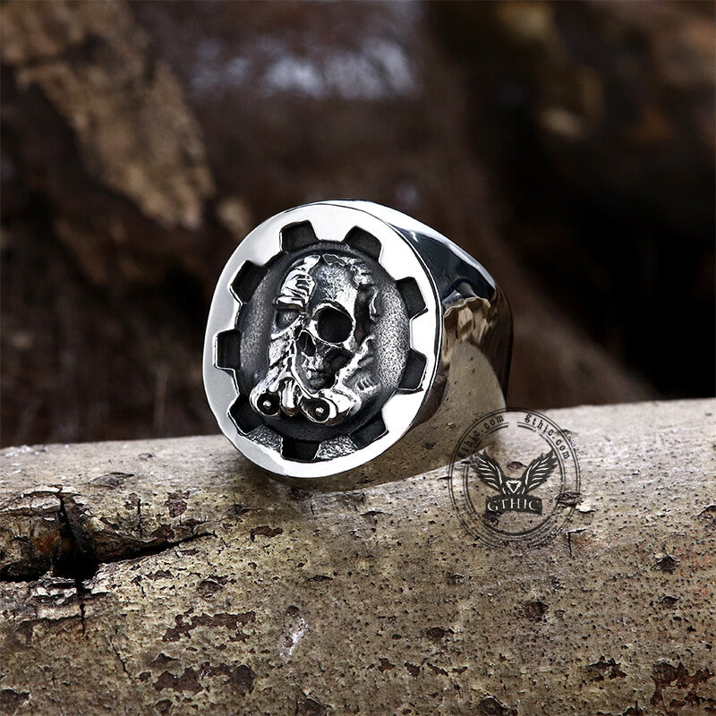 Gear Helmet Stainless Steel Skull Ring | Gthic.com