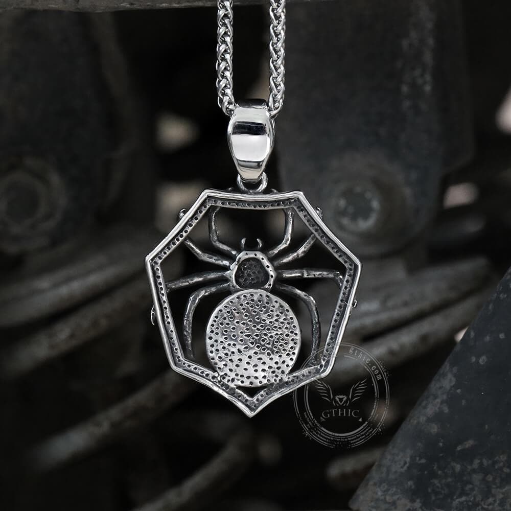 Gemstone Spider Stainless Steel Pendant