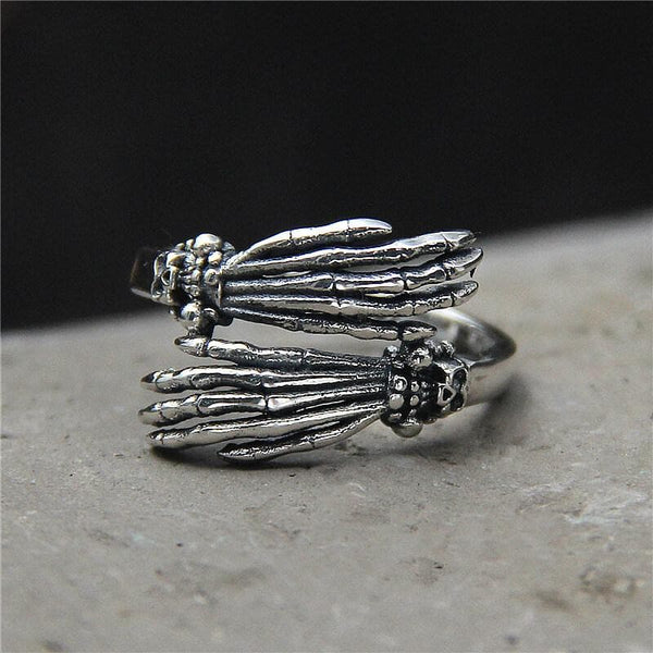 Ghost Claw Sterling Silver Skull Ring 02 | Gthic.com