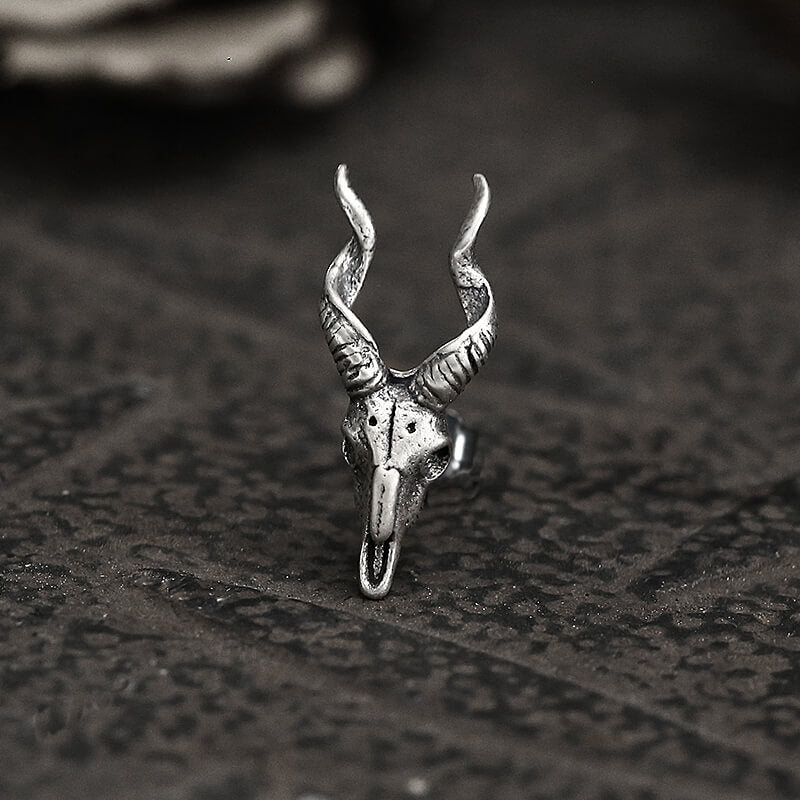 Goat head Sterling Silver Stud Satan Stud Earring