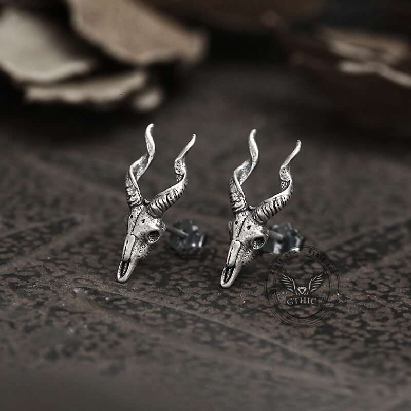 Goat head Sterling Silver Stud Satan Stud Earring