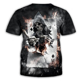 God of Gamblers Poker Polyester Skull T-shirt | Gthic.com