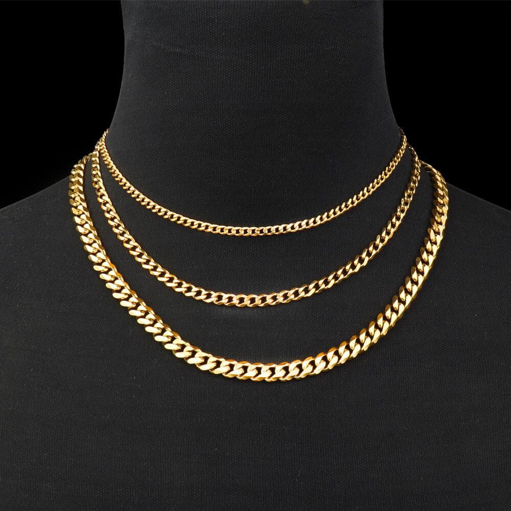 Gold Cuban Link Stainless Steel Chain Necklace