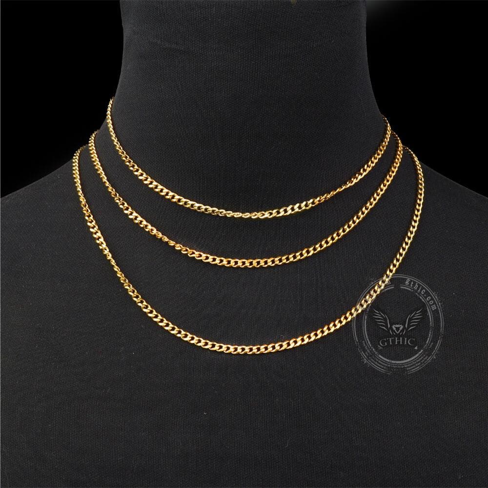 Gold Cuban Link Stainless Steel Chain Necklace