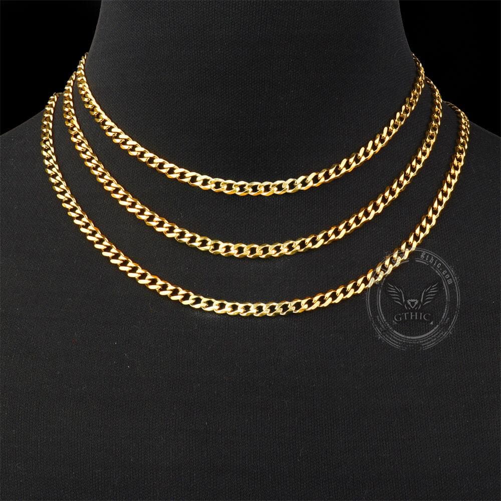 Gold Cuban Link Stainless Steel Chain Necklace