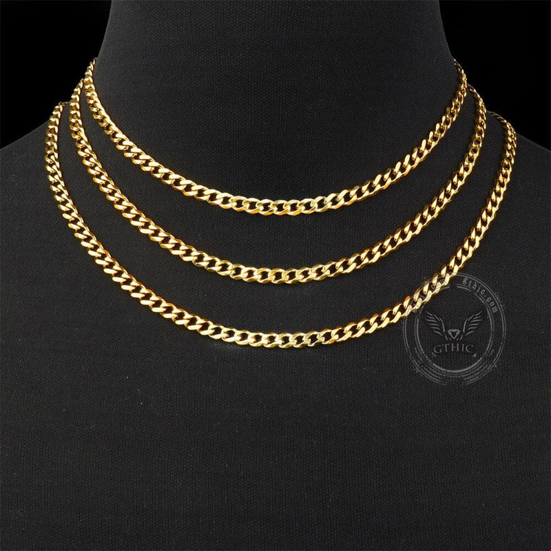 Gold Cuban Link Stainless Steel Chain Necklace