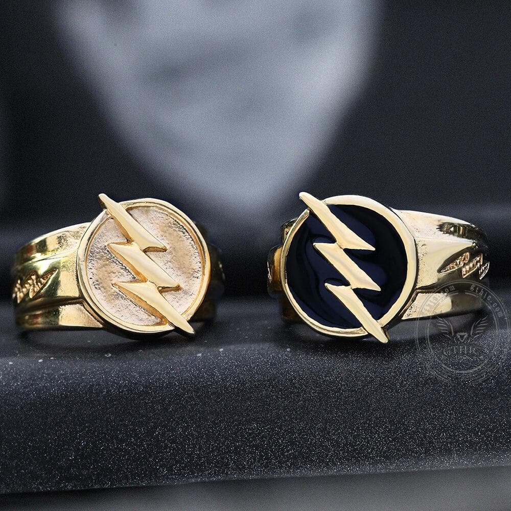 Gold Lightning Stainless Steel Ring