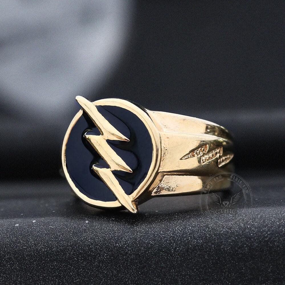 Gold Lightning Stainless Steel Ring