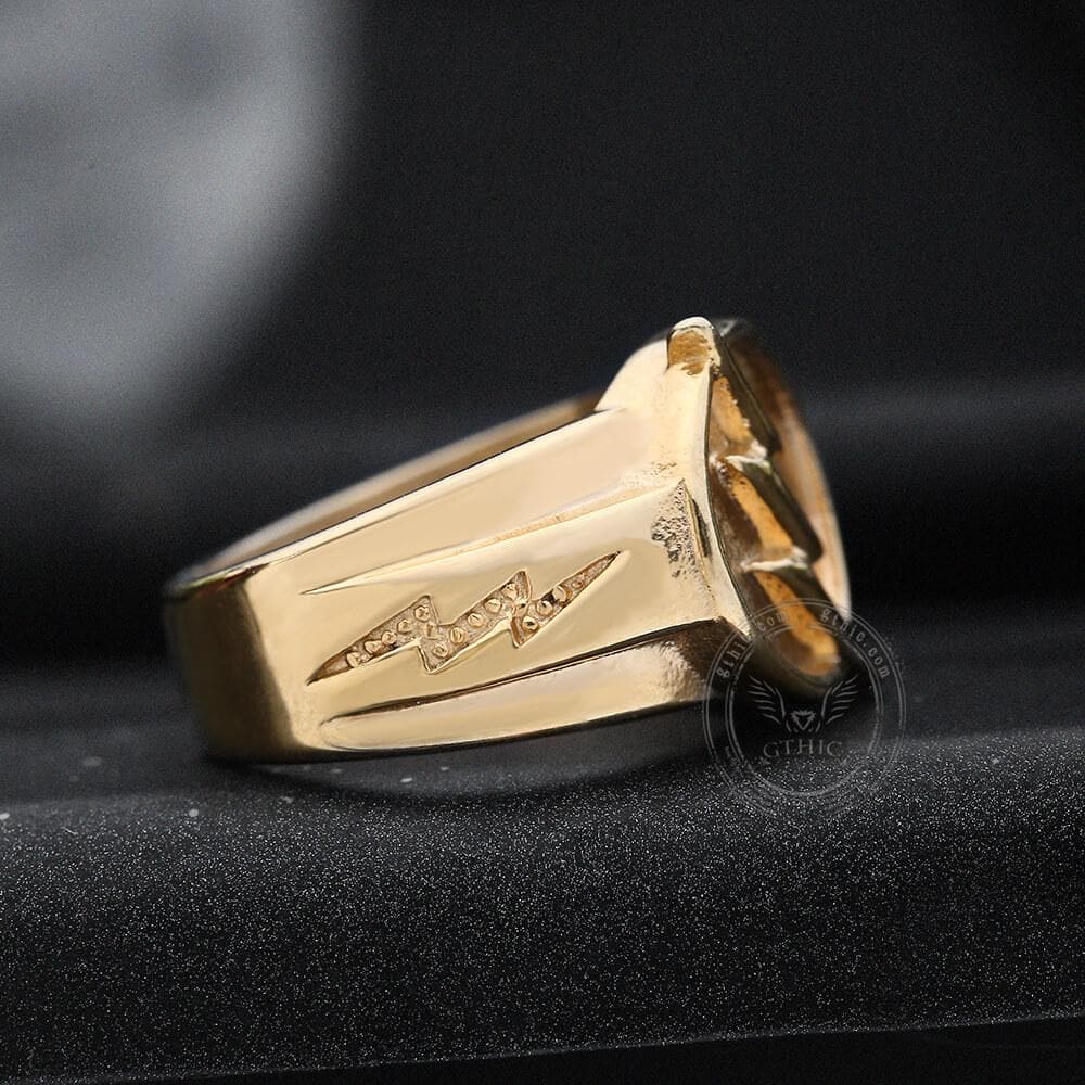 Gold Lightning Stainless Steel Ring