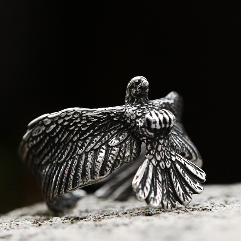 Goshawk Eagle Stainless Steel Animal Ring | Gthic.com