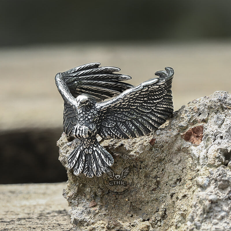 Goshawk Eagle Stainless Steel Animal Ring | Gthic.com