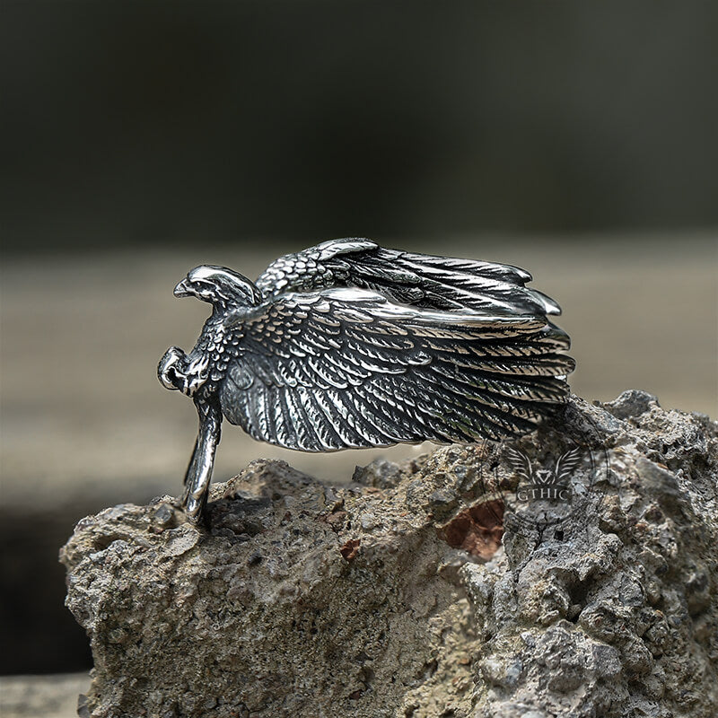 Goshawk Eagle Stainless Steel Animal Ring