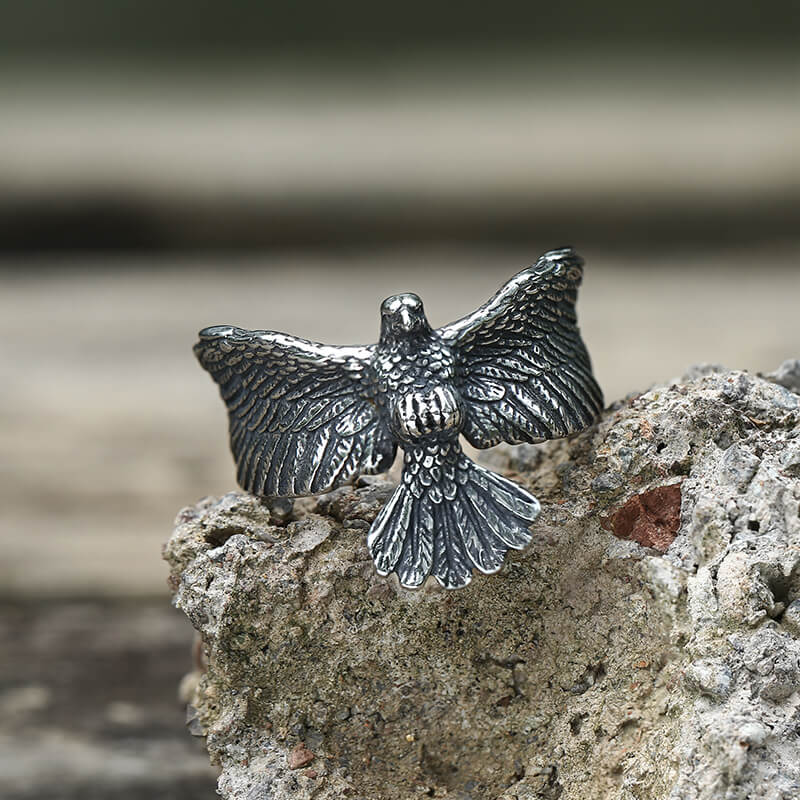 Goshawk Eagle Stainless Steel Animal Ring | Gthic.com