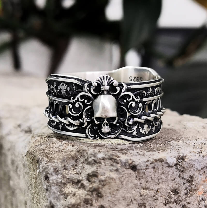 Goth Skull Sterling Silver Ring