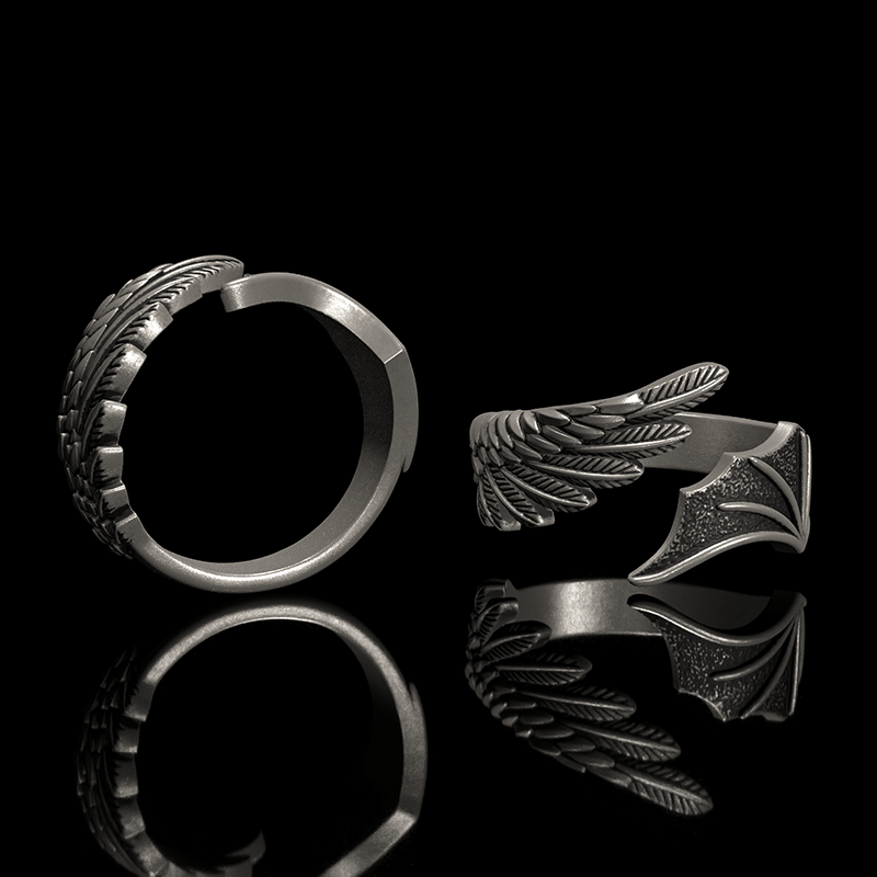 Gothic Angel Demon Wing Sterling Silver Ring | Gthic.com