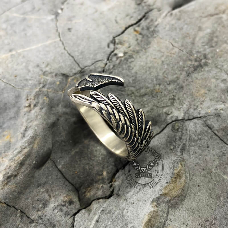 Gothic Angel Demon Wing Sterling Silver Ring | Gthic.com