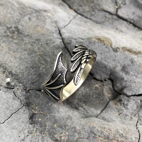 Gothic Angel Demon Wing Sterling Silver Ring | Gthic.com