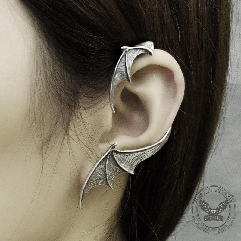 Gothic Bat Wing Sterling Silver Stud Earrings | Gthic.com