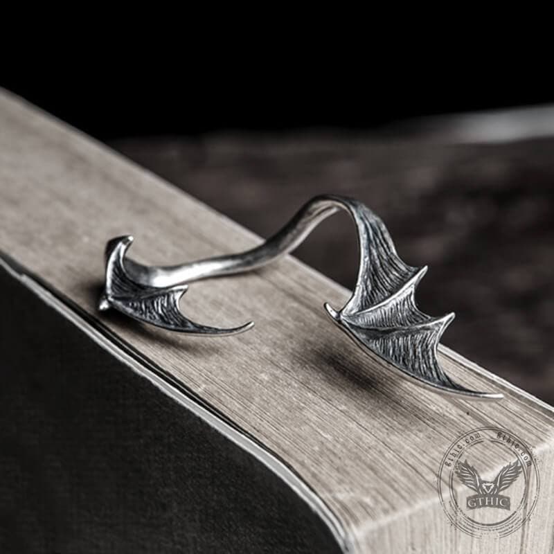 Gothic Bat Wing Sterling Silver Stud Earrings | Gthic.com