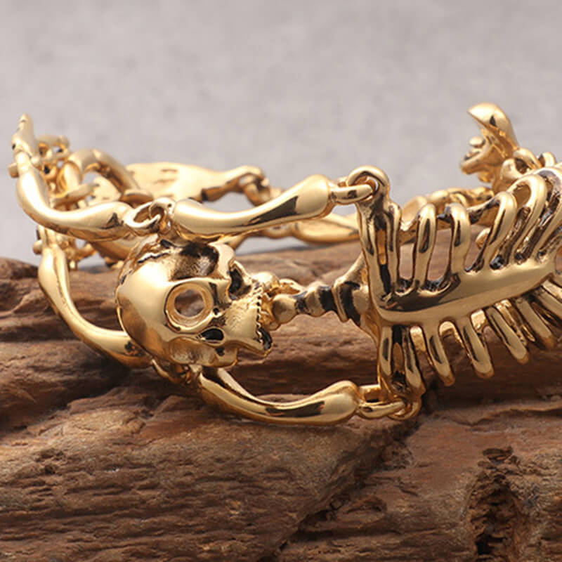 Men's & Women's Punk Gothic Skull Bracelet - Stainless Steel, Silver, 8.6 Inch