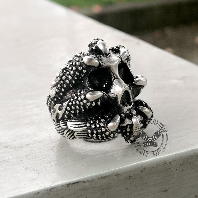 Gothic Claw Skull Sterling Silver Ring | Gthic.com