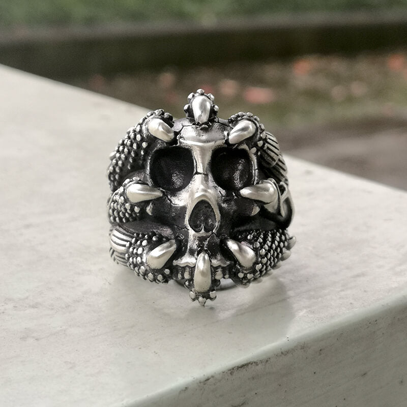 Gothic Claw Skull Sterling Silver Ring | Gthic.com