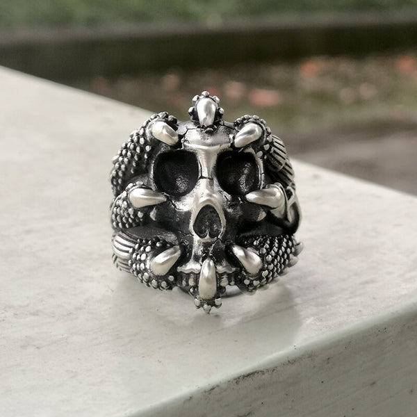 Gothic Claw Skull Sterling Silver Ring | Gthic.com