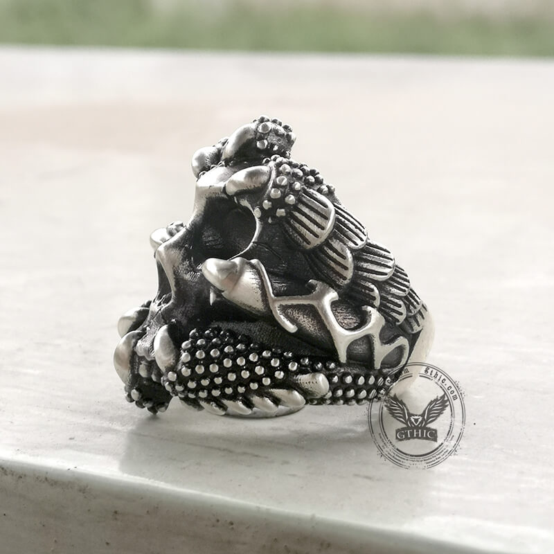 Gothic Claw Skull Sterling Silver Ring | Gthic.com
