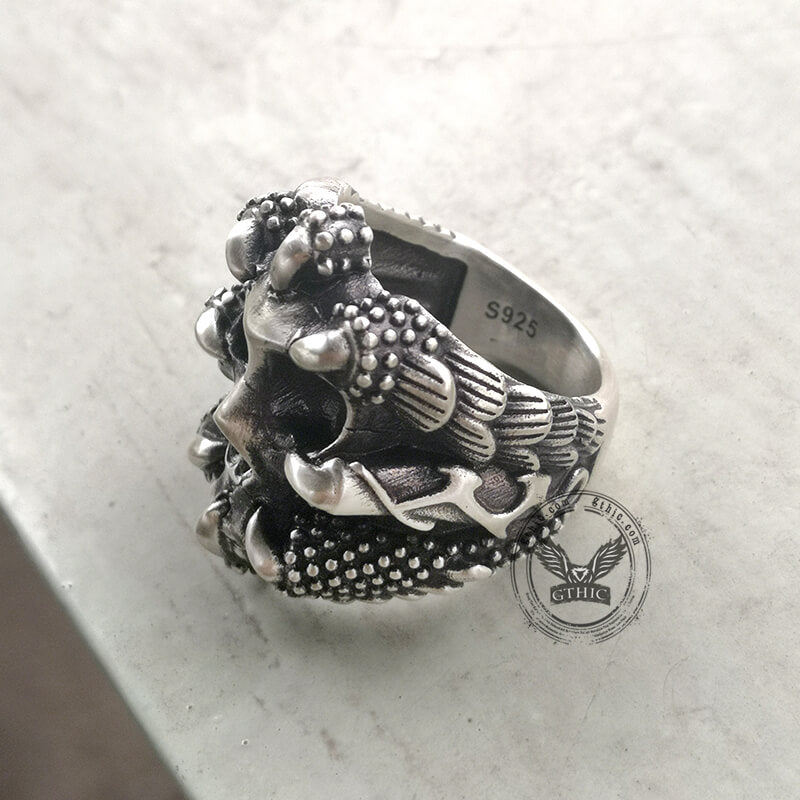 Bague en argent sterling crâne de griffe gothique