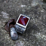 Gothic Cross Fleury Stainless Steel CZ Ring 03 red | Gthic.com