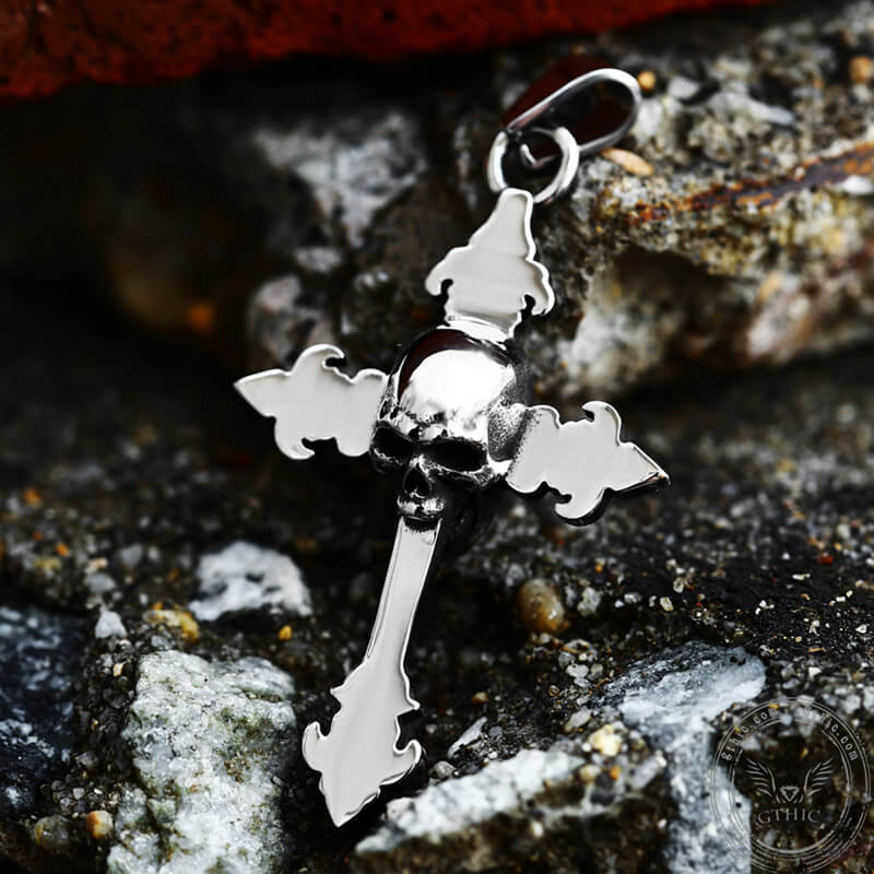 Gothic Cross Stainless Steel Skull Pendant | Gthic.com