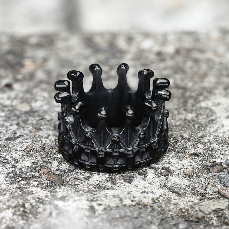 Gothic Crown Stainless Steel Punk Ring 01 Black | Gthic