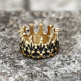 Gothic Crown Stainless Steel Punk Ring 01 Gold | Gthic