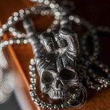 Gothic Dark Rock Sterling Silver Skull Necklace 04 | Gthic.com
