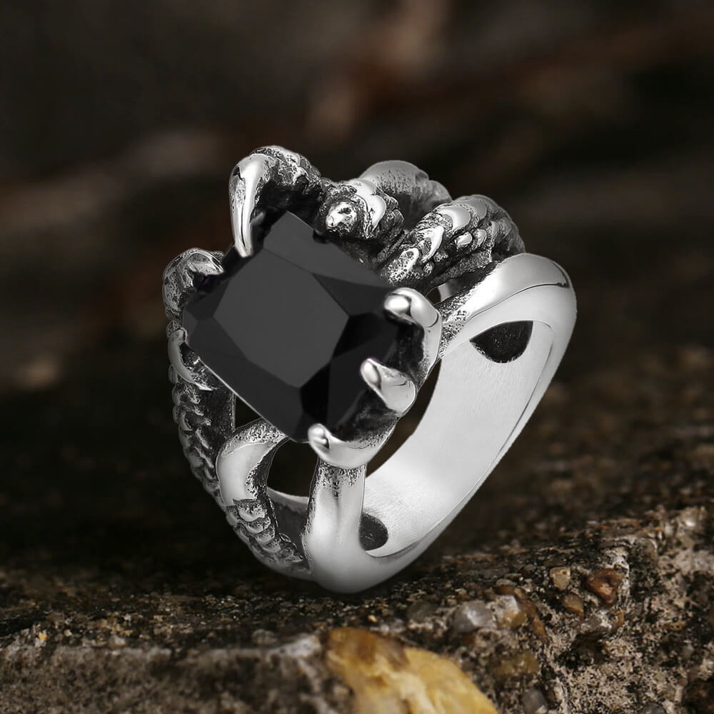 Gothic Dragon Claw Stainless Steel Gem Ring – GTHIC