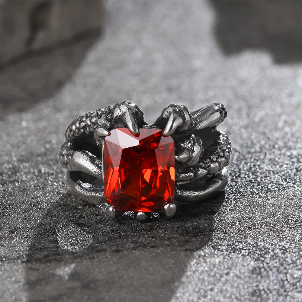 Gothic Dragon Claw Stainless Steel Gem Ring | Gthic.com