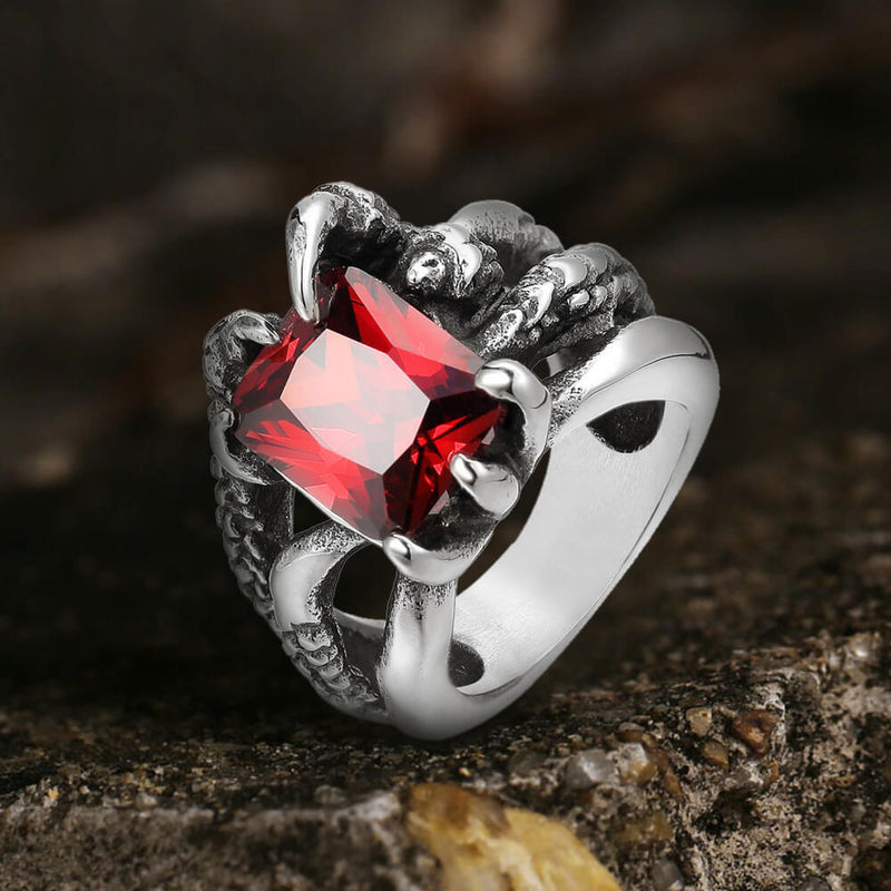 Gothic Dragon Claw Stainless Steel Gem Ring | Gthic.com